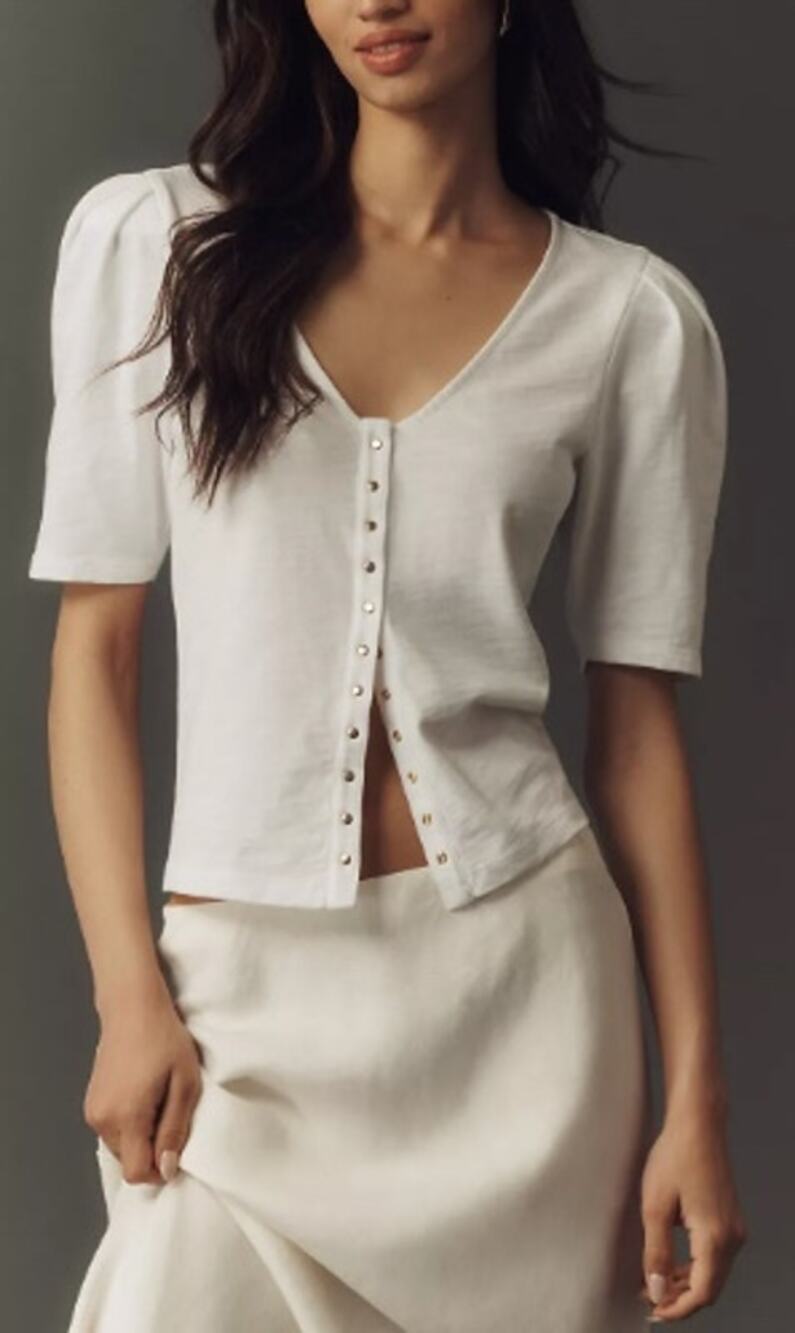 188 NWT Nation LA 100% Cotton Jen Button Down Top | White | Small